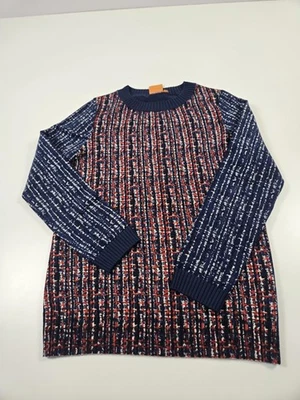 Suéter Tory Burch para mujer mediano azul rojo mezcla de lana tejido texturizado Foto 1 de 4