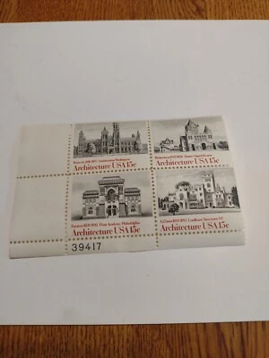 US  #1838-1841.  Plate block of 4,  15¢. Architecture  - Image 1 of 2