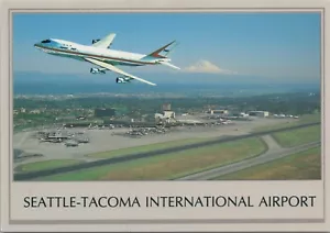 Seattle Tacoma International Airport B747 In Flight 4"x6" Postcard 13495a - Picture 1 of 7