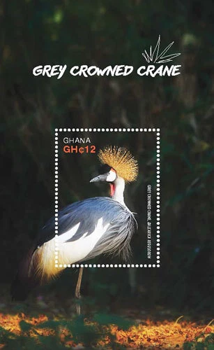 GHANA 2016 - GRÚA CORONADA GRIS - HOJA RECUERDO SELLO - Scott #2887 - MNH Foto 1 de 1