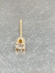 14K Yellow Gold 3mm Genuine Diamond SINGLE Stud Pierced Earring - One Only