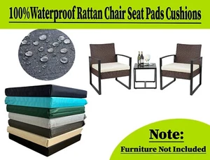 100% Waterproof Seat Pads Chair Cushions For Indoors Outdoors Rattan Furniture - Picture 1 of 34