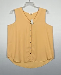 Maurices Tanktop Damen Größe 2XL Gold Knopfleiste hoher niedriger Saum V-Ausschnitt fließend Neu mit Etikett - Bild 1 von 7