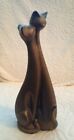 Japan (?)pottery tall Siamese cat sculpture entwined pair couple burnished gold