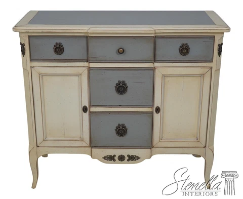 60315EC: French Louis XV Paint Decorated Server Console Cabinet Cover