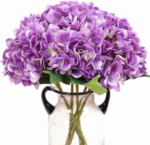 6Pcs Fake White Flowers Artificial Silk Hydrangea Flowers Bouquets Faux Hydrange - Picture 1 of 31