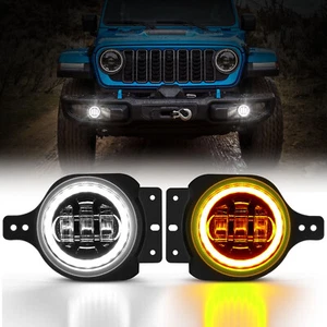 For Jeep Wrangler JL 2018-2023 LED Fog Lights DRL Offroad Amber Turn Signal Lamp - Picture 1 of 12