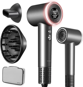 Secador de pelo iónico profesional Goolioo con difusor - gris 110.000 RPM alta velocidad - Imagen 1 de 15