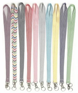 Multi color 5 Pack chevron polyester lanyard with double key ring soft washable  - Imagen 1 de 11