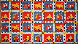 Construction Truck Firetruck Cotton Fabric AE Nathan Keep Truckin 25" PANEL - Picture 1 of 1
