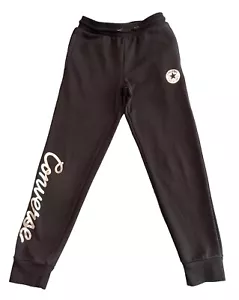 Converse Pants Joggers Girls Youth 12/13 Sweats Black Silver Metallic Graphics - Picture 1 of 10