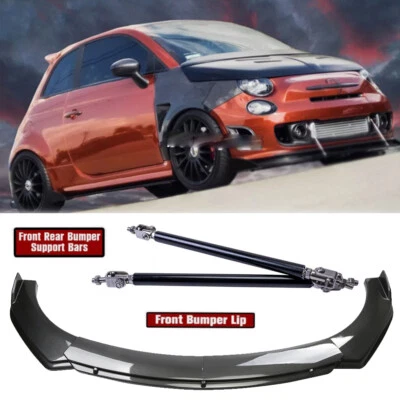 For Fiat 500X 2016-22 Carbon Style Front Bumper Lip Body Kit Spoiler+Strut Rods - Imagem 1 de 4