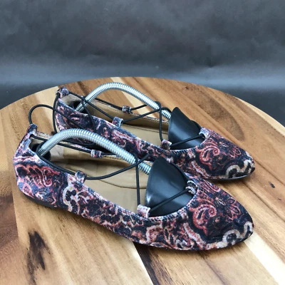Lucky Brand Pink Paisley Lace Up Flats Shoes Womens Size 6 - Image 1 of 4