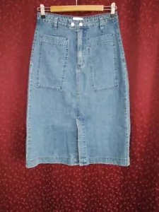 Seed Heritage Denim Ladies Denim Blue A-line Skirt Size 8 VGC - Foto 1 di 6