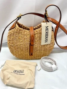 Polo Ralph Lauren Twisted Raffia & Leather Shoulder Bag *New - Picture 1 of 6