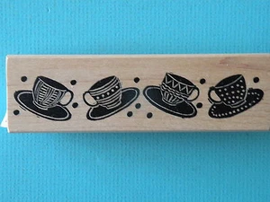 Cup and Saucers Border A STAMP IN THE HAND  Rubber Stamp - Picture 1 of 2