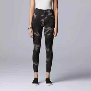 Simply Vera Wang Women's High Rise Live-In Black Tie Dye Print Leggings-S/M/L/XL - Picture 1 of 2