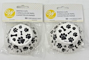 Wilton Paw Print & Bone Paper Baking Cups Cupcake Liners 50 Ct (Lot of 2) - Picture 1 of 5