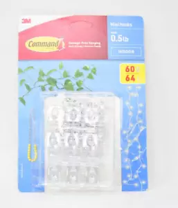 Command Mini Hooks 3M Holds .5lbs Damage Free Hanging Removes Clean Open Box - Picture 1 of 4