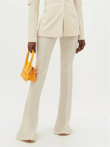 Pantaloni Jacquemus Le Splash Le Pantalon Tangelo misto lana svasata nuovi con etichette 46F