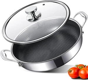 316L Stainless Steel Skillet - 12-Inch Hybrid Nonstick with Lid, 6-Quart - Picture 1 of 7