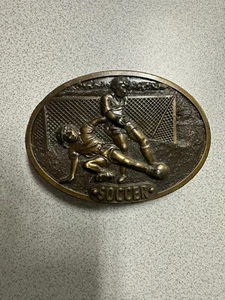Vintage 1977 Bergamot Brass Works Fußball Gürtelschnalle Made in USA - Bild 1 von 2