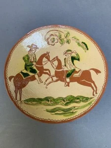 vtg 1940s Pennsylvania German Dutch redware sgraffito pie plate Folk Art Stahl ? - Picture 1 of 11