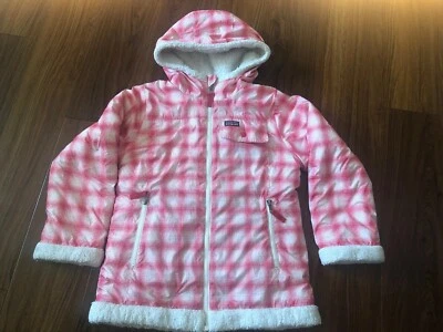 Abrigo Jacer Patagonia Reversible Rojo Cuadros Blanco Sherpa Vellón Jóvenes Niñas Grande Foto 1 de 4