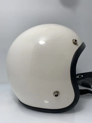 Casco de moto vintage de fibra de vidrio Fury 400 cara abierta retro blanco talla pequeña Foto 1 de 4