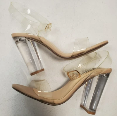 Sandalia de tacón Steve Madden para mujer Camille transparente *Talla 8* (F8B-3032) Foto 1 de 4