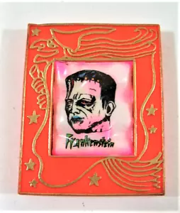 Vintage 1970er Frankenstein Glow N dunkel gerahmt Monster Charm Verkauf Spielzeug Old Stk OW - Bild 1 von 1