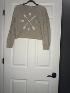 Synergy Organic Clothing Crop Sweateshirt Small Beige Compass  - Picture 1 of 2
