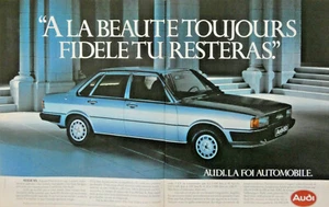 PUBLICITÉ DE PRESSE 1980 AUTOMOBILE AUDI 80 ESSENCE OU DIESEL 54 CH 110 CHEVAUX - Picture 1 of 1