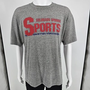 Vintage 1990s Jerzees Colorado Springs Sports Made in USA Gray T-Shirt (XL/2XL) - Picture 1 of 13