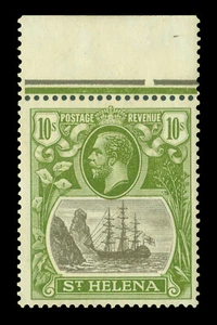 ST. HELENA 1922 KGV  Flag Ship  10sh olive green & black  Scott # 93 mint MNH VF - Picture 1 of 2
