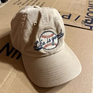 LIFE IS GOOD Adjustable Khaki Cap/Tan Embroidered Baseball Logo Baseball Hat - Picture 1 of 4