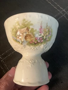 Vintage Doppel Eierbecher handbemalt Landhaus/Blumen Dessert/Eierständer - Bild 1 von 4