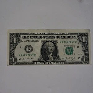One Dollar Bill $1 Misaligned Mis-cut Off Center - Picture 1 of 3