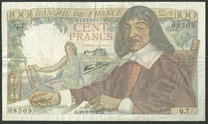 1942 France 100 Francs World Banknote Pick #101A VF Condition #08509 - Picture 1 of 2