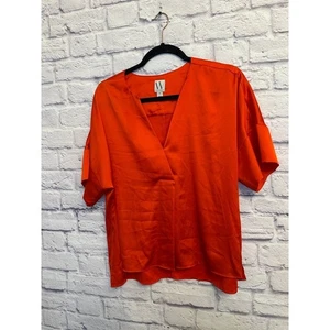 Worthington Damen Top Bluse V-Ausschnitt Kurzarm Orange Größe M - Bild 1 von 7