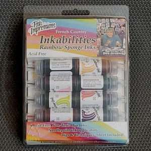 Posh Impressions Inkabilities FRENCH COUNTRY Dee Gruenig Sponge Rainbow 8 Inks - Picture 1 of 6