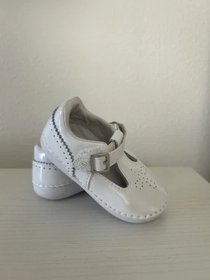 Zapatos Baby Stride Rite SM Lucianne Cuero Blanco Mary Jane Correa en T Talla 6 Meses Foto 1 de 4