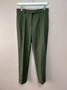 COS Army Green Straight Leg Wool Trousers Label Size 38 UK 10 - Picture 1 of 4