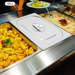Tapa de sartén comercial de acero inoxidable para alimentos de catering 6 piezas tapa sin costuras - Imagen 1 de 15