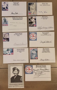 LOT OF 10 SIGNED AAGPBL BASEBALL INDEX CARDS DONNA COOK ESTHER ANN HERSHEY AUTO - Picture 1 of 13