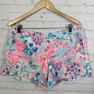 Lilly Pulitzer Shorts Womens Large Blue Pink Ocean View 5" Vibrant Colors Preppy - Picture 1 of 11