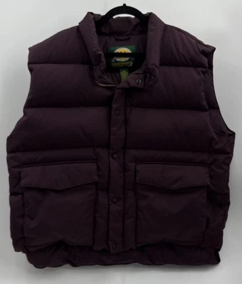 Cabelas Premier Northern Goose Down Puffer Snap Zip Front Vest XL Maroon - Image 1 of 4