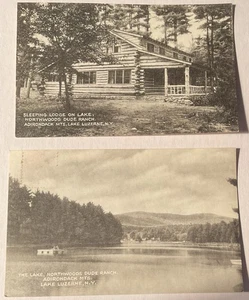 Postales - 2 tarjetas Northwoods Dude Ranch Lake Luzerne NY  - Imagen 1 de 4