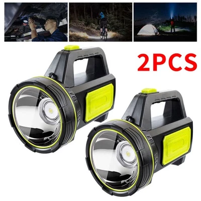 2xPortable Hand Torch+Lantern Super Bright LED Searchlight USB Rechargeable Lamp - Image 1 of 4