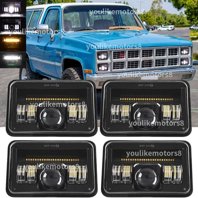 Fit 1981-1988 for GMC Jimmy Sierra Classic 4x4 4PC 130W 4x6" LED Headlight HI-LO - Image 1 of 4